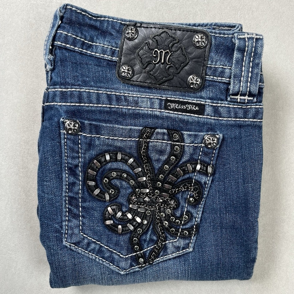 Miss Me Women's Blue Embellished Pocket Jeans